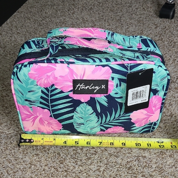 Hurley Pink and Green Tropical Cosmetic Bag with Leaf Design - Picture 5 of 8